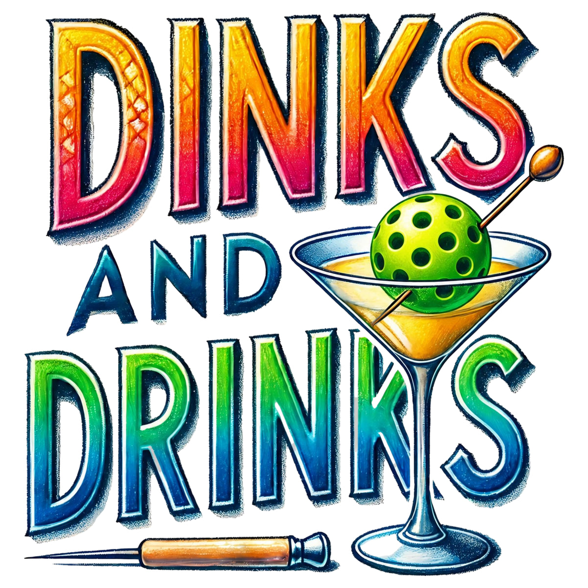 Dinks and Drinks Tee – The Perfect Double, Design Thumbnail