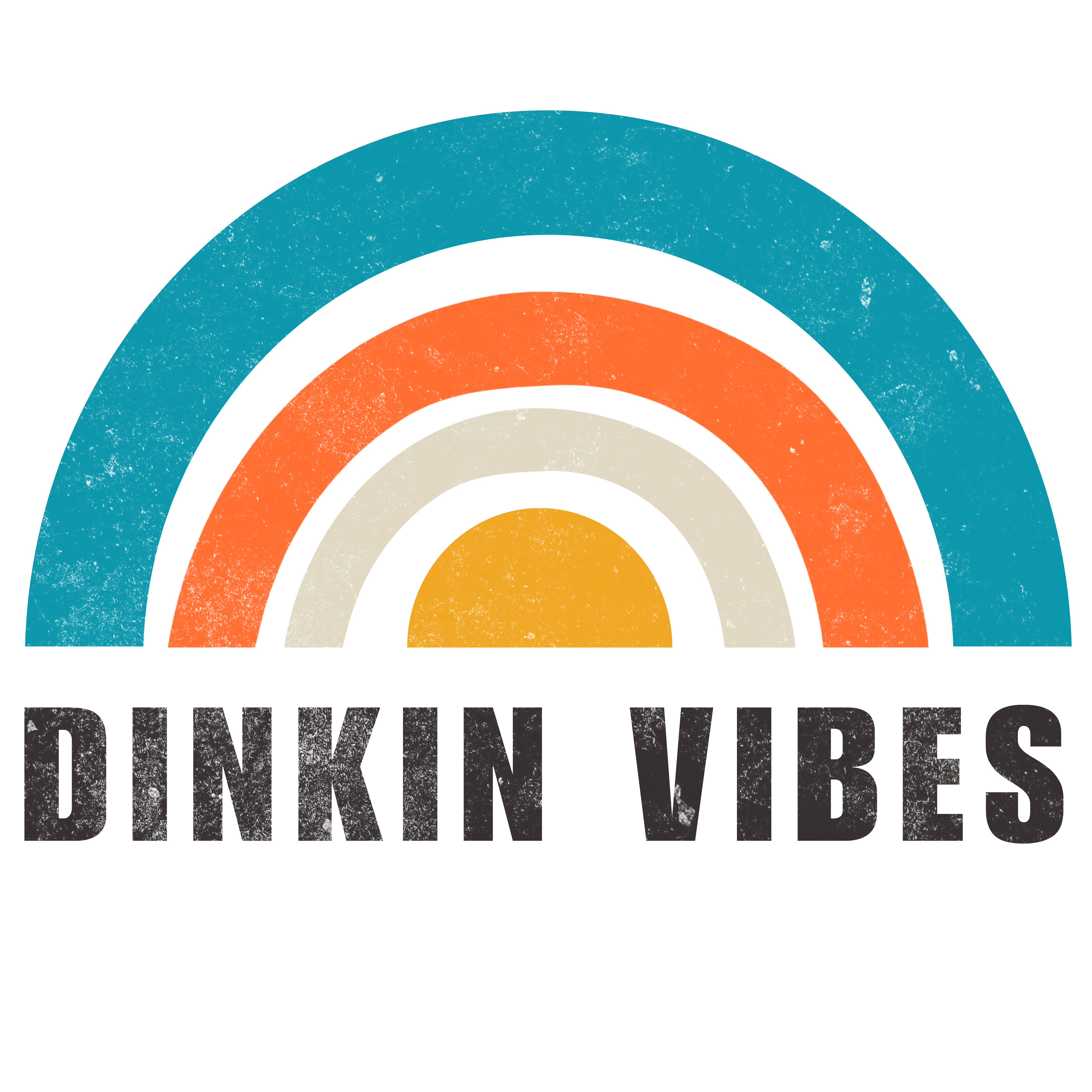 Dinkin Vibes Retro Rainbow Graphic T-Shirt