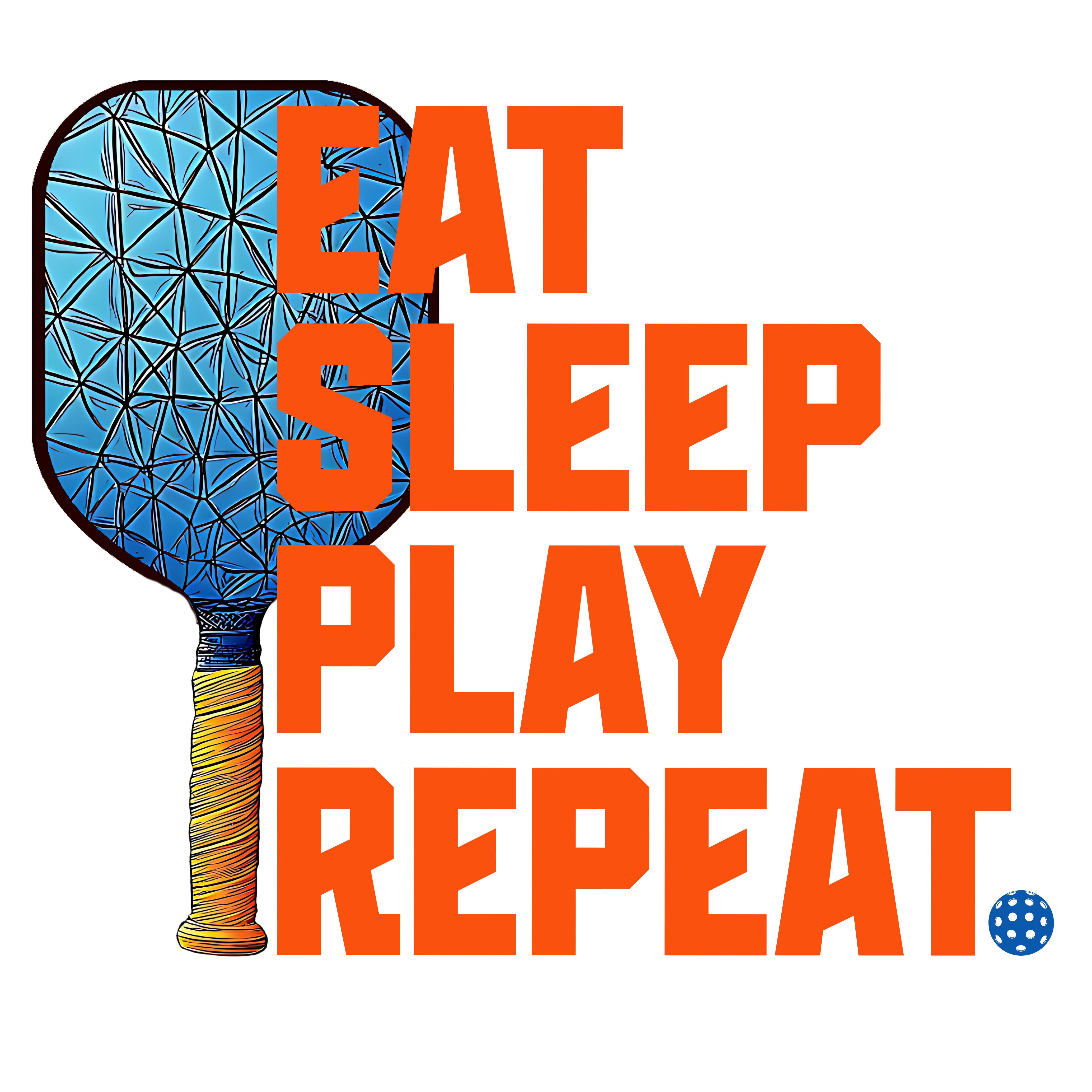 Eat Sleep Play Repeat Tee. Because real players don’t just play pickleball—they live it.