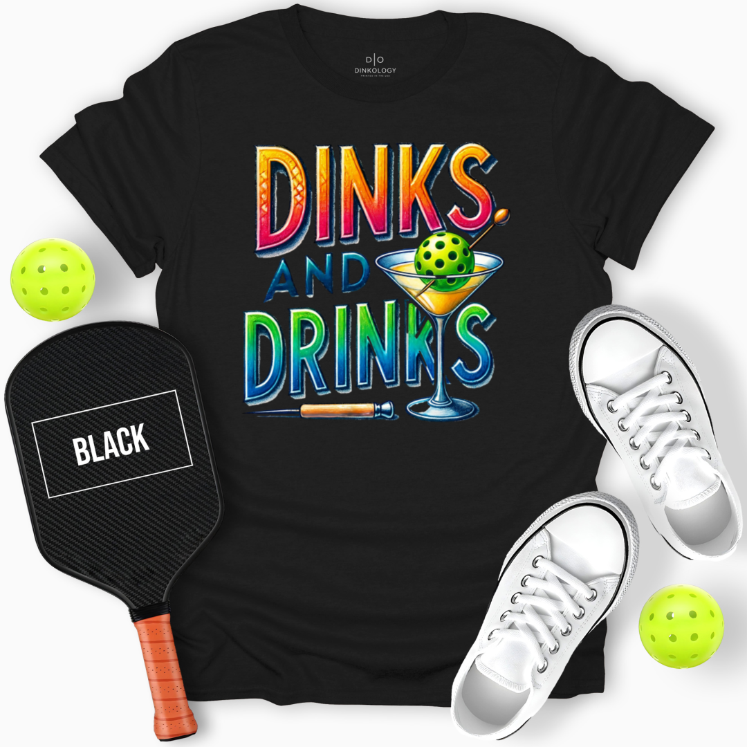 Dinks and Drinks Tee – The Perfect Double, Black
