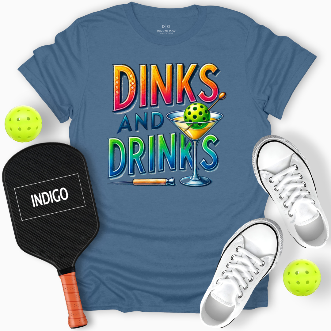 Dinks and Drinks Tee – The Perfect Double, Indigo Blue