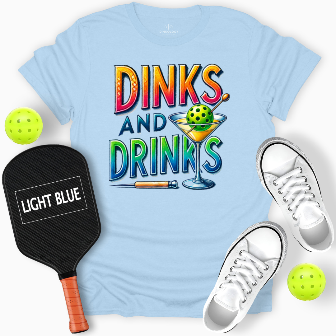 Dinks and Drinks Tee – The Perfect Double, Light Blue
