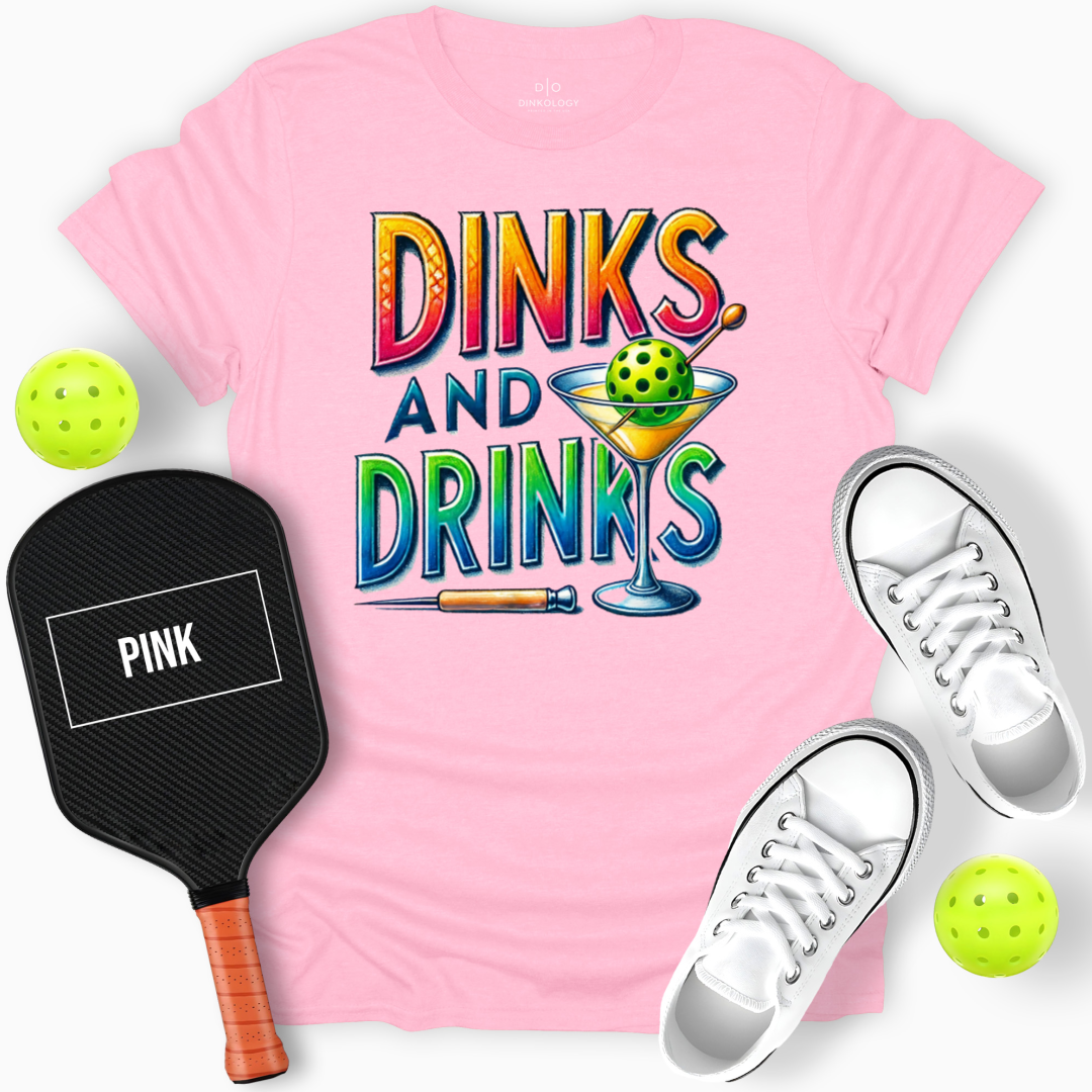 Dinks and Drinks Tee – The Perfect Double, Light Pink