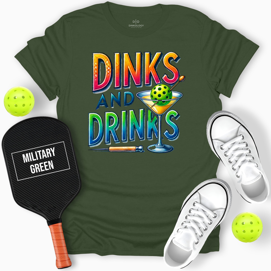 Dinks and Drinks Tee – The Perfect Double, Military Green