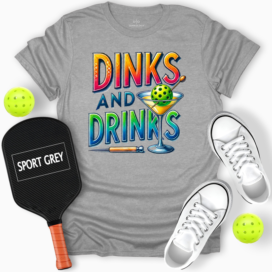 Dinks and Drinks Tee – The Perfect Double, Sport Grey